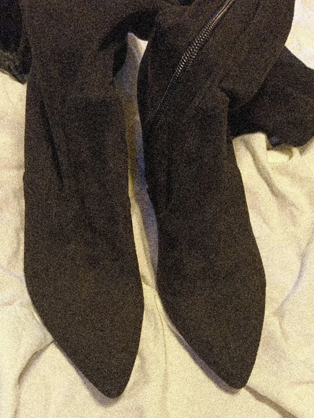 Tall Black Over-the-Knee Black Heel Boots with Back Tie